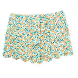 NWT J.Crew Factory Crewcuts Toddler Girls Peach Print Scallop Hem Shorts, Size 3